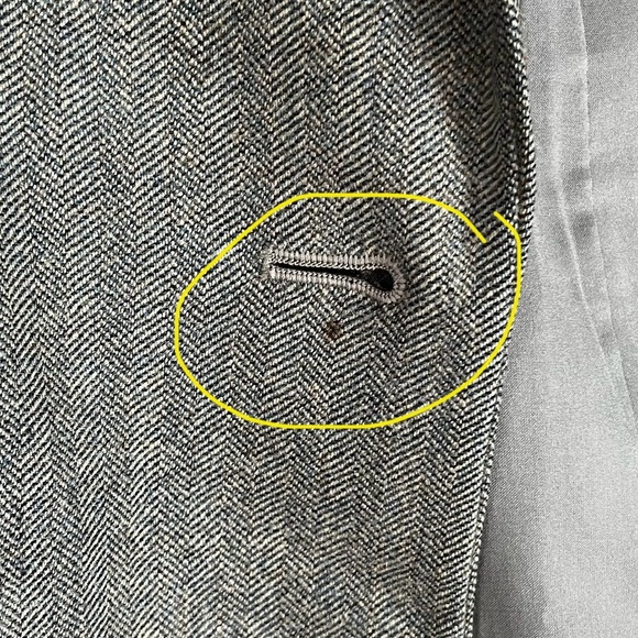 Wool Cashmere Herringbone Blue Gray Blazer sz 6 - Picture 12 of 14